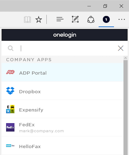 Select App through OneLogin Browser Extension