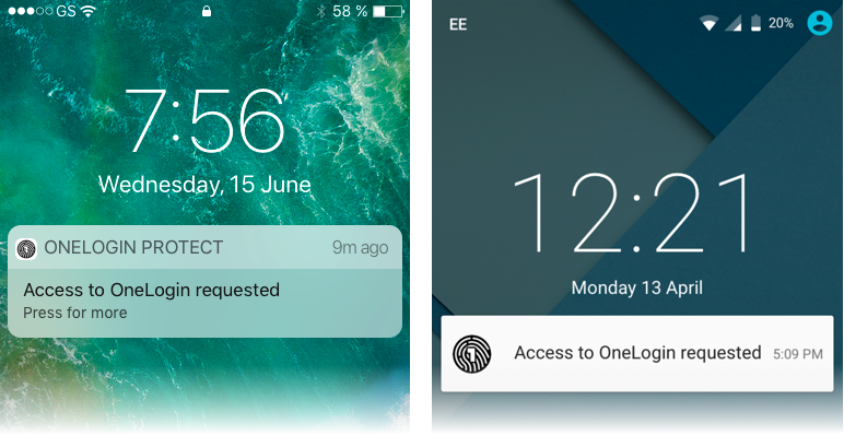 Easy of use with OneLogin Protect push notifications