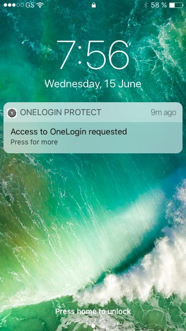 OneLogin Protect push notification
