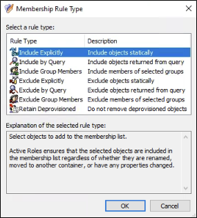 Managed Unit Membership Rule Type Options