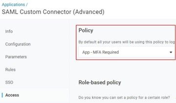 SAML Custom Connector App Policy