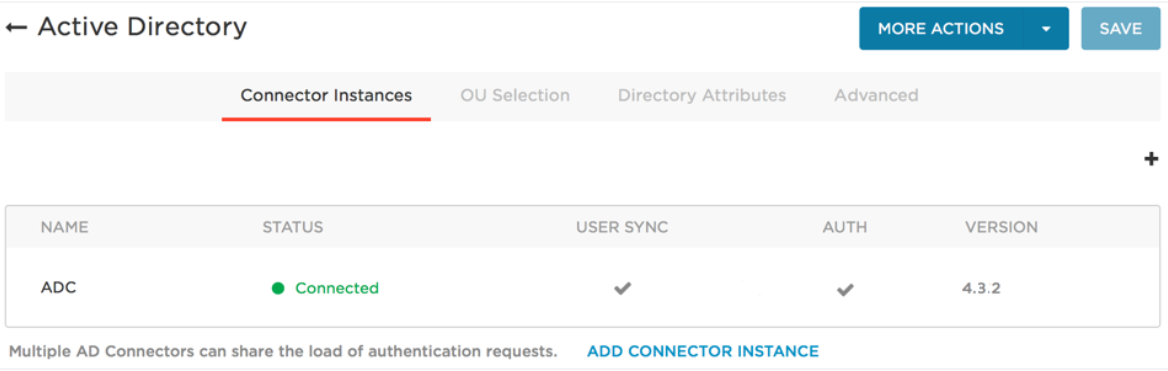 On the Connector Instances tab, verify that the Active Directory Connector instance is successfully connected