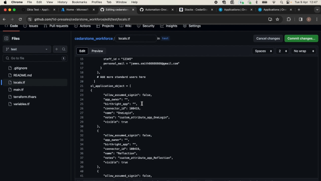 Migration of Applications from Okta to OneLogin via Terraform