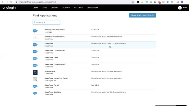 OneLogin | Add An App - Salesforce